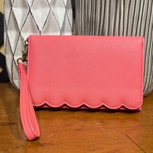 Coral Pink Scalloped Edge Wristlet Unbranded